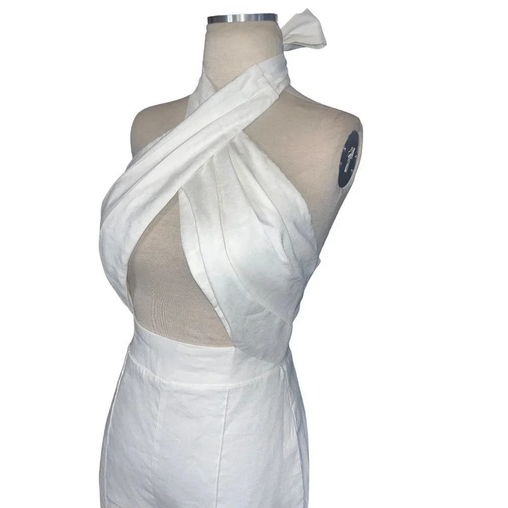 Milly Eda Linen Jumpsuit in White 2 New Womens Dressy Outfit - Picture 5 of 12